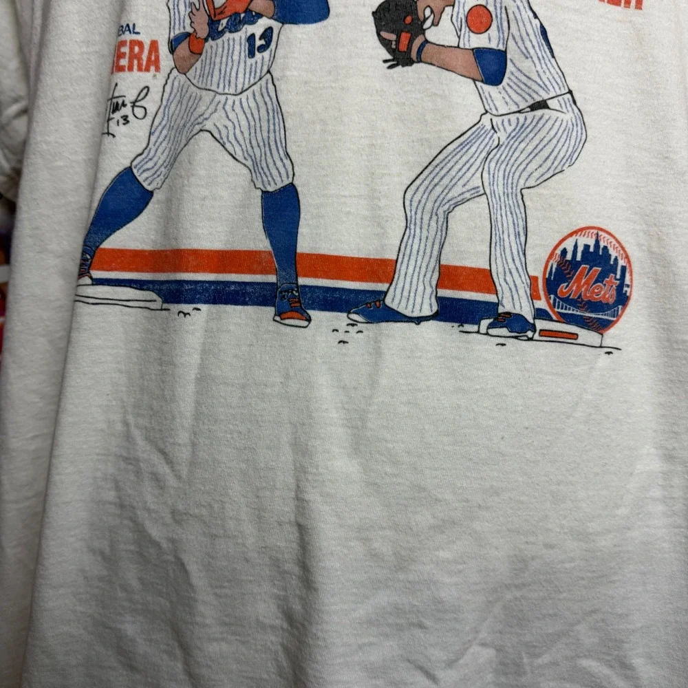 New York Mets Neil Walker Jose Reyes Retro Baseball‎ Caricature T Shirt MLB XL